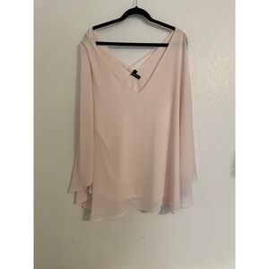 Want and Need 3X Blouse Pink V Neck Flutter‎ Sleeve Lined Party Top